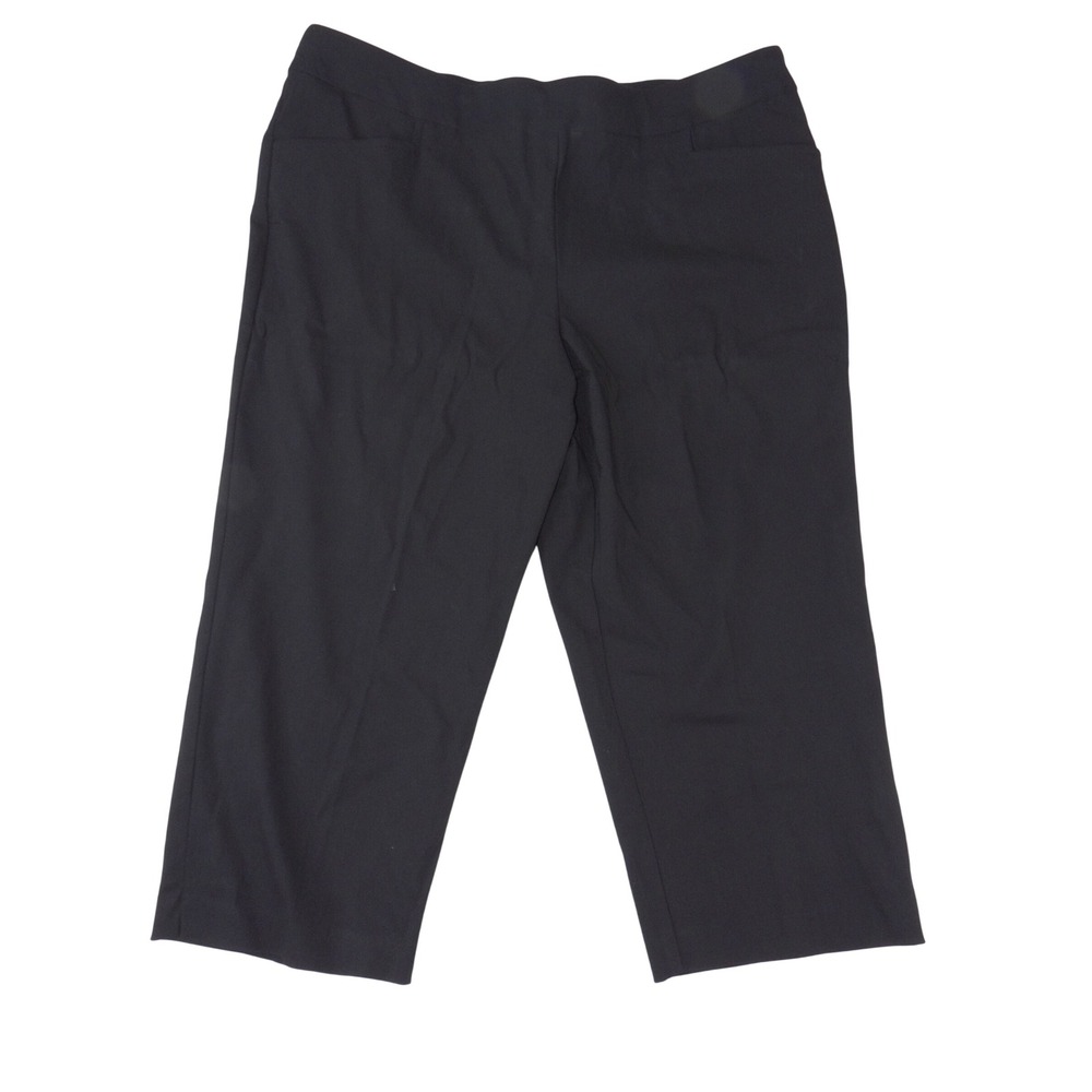 Time and Tru Womens Black Mid Rise Capri Pants Stretch Cropped Trousers XL 16-18